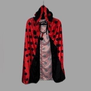 Red and Black Polka Dot Hooded Cape